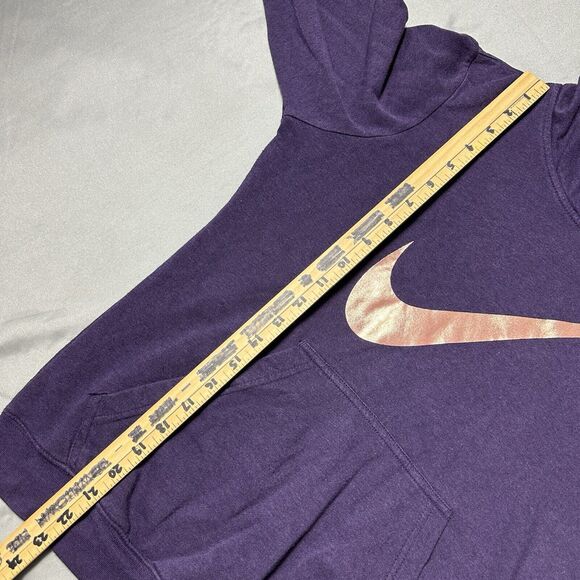 Nike Hoodie Women Medium Club Funnel Center Swoosh Purple Pullover - Picture 4 of 11